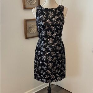 Vintage Lilly Pulitzer Black and Silver Floral Mini Dress 90s